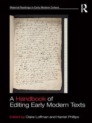 cover image of A Handbook of Editing Early Modern Texts